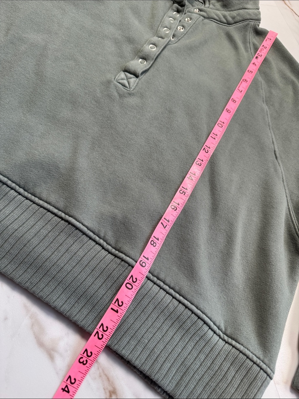 Aerie Quarter Snap Henley Sweatshirt Sz XL Green Comfy Loungewear Back to school - Picture 8 of 10